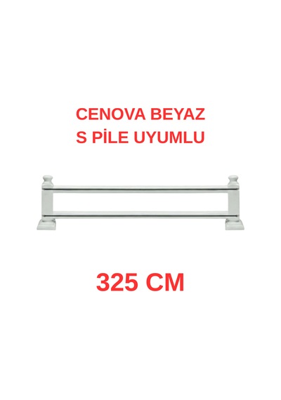 Cenova S Pile Ve Perde Düğmesi Uyumlu Çetray Çift Raylı Modern Ahşap Rustik Beyaz 325 Cm Beyaz