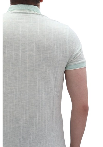 Santa Dmctekstil Erkek Kavis-108 Çizgili Spor Kesim Dar Kalıp Cepsiz Polo Yaka T-shirt Yeşil