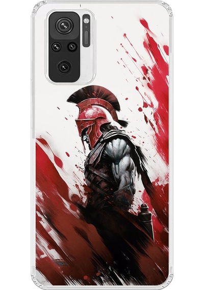 Xiaomi Redmi Note 10 Uyumlu Şeffaf Kılıf Spartan 1 Tasarımlı
