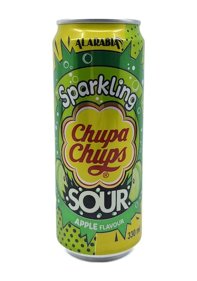 Chupa Chups Sparkling Sour Apple Flavour - Ekşi Yeşil Elma Aromalı Gazlı İçecek 330 Ml
