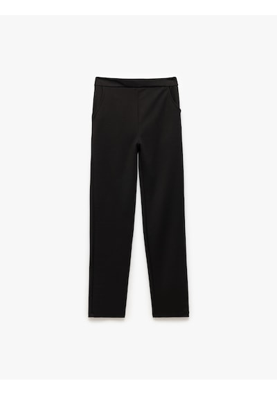 Koton Beli Lastikli Cepli Düz Normal Paça Pantolon Siyah 6wkg40007ak Siyah