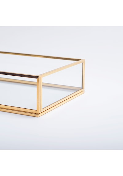 Cam Tepsi Pirinç & Gold 35x15x5cm