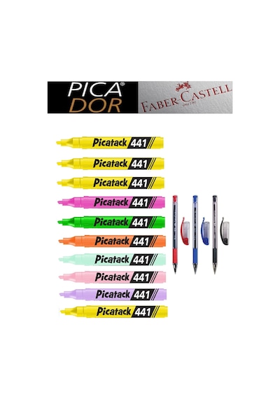 Picatack 441 Fosforlu Kalem Karmaofis Set 1 Karışık1