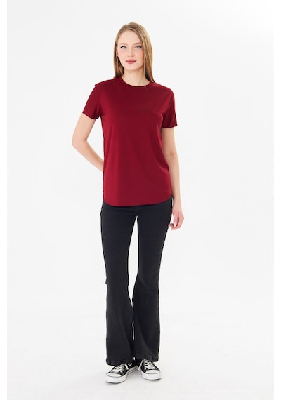 Sortie Collection Etek Ucu Damla Yırtmaçlı Basic Modal Bluz Bordo