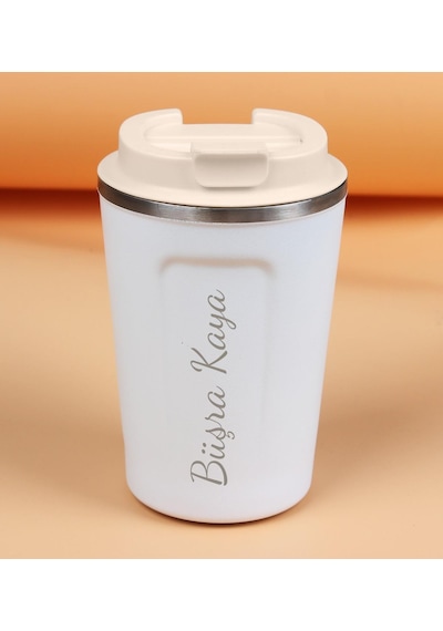 Kişiye Özel Starbucks Model Çelik Termos & Tasarım Defter & Beyaz Ayna & Mum Hediye Seti