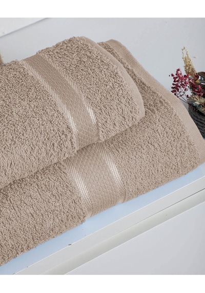 %100 Pamuk 2 Parça Kadın/erkek Banyo Duş Hamam Havlu Seti 90x150 Cm Bej
