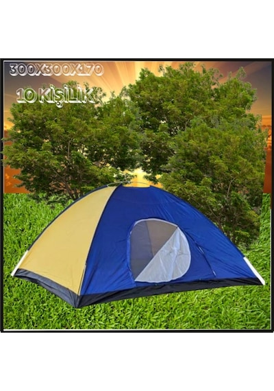 Uyguna-yakala 300x300x170 10 Kişilik Kolay Kurulumlu Kamp Çadırı-710909 Çok Renkli