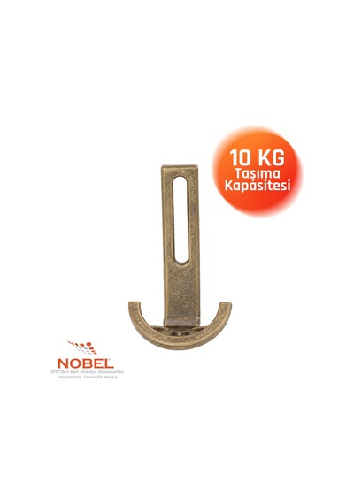 Palmiye Lüks Portmanto Askı, Metal, Vestiyer Askı, 158 Gr, Dolap Askılık, Duvar Askılığı, Antik Sarı Vidalı 5 Adet