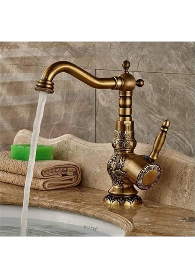 Banyo Lavabo Bataryası Antik Renk Desenli Kısa Model