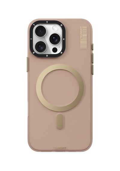 Apple Uyumlu iPhone 16 Pro Max Kılıf Magsafe Şarj Özellikli Youngkit Hidden Sand Serisi Kapak Gold