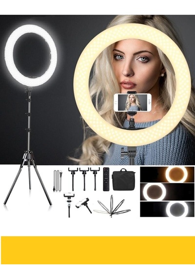 Megalux 18 Inç Ring Light Youtuber Makyaj Güzellik 5500k 48w Kuaför Kit Çantalı Ve Kumandalı