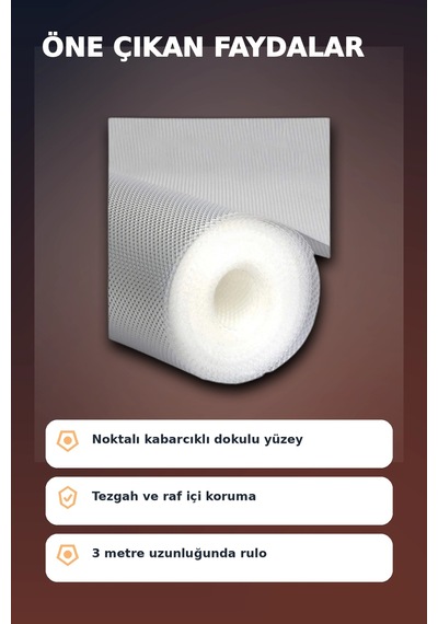 3 Metre Kalın Raf Örtüsü Ve Tezgah Koruyucu Mat Şeffaf Kabarcık Dokulu Düzenleyici Renkli