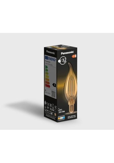 Panasonic Filament Ampul Mum Tipi E14 Flame 4w 360lm 2000k Gold Sıcak Sarı Işık
