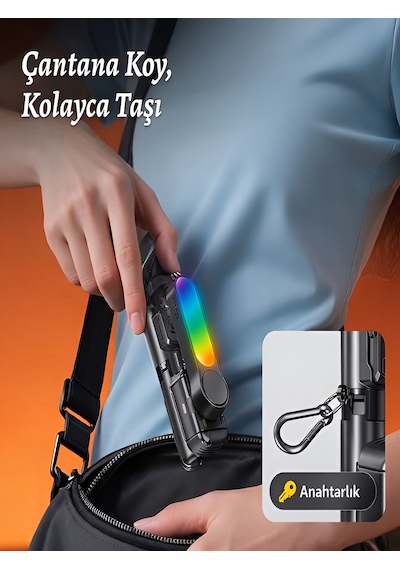 450 Mah Rgb Led Işıklı 102 Cm Titreşim Önleyici Gimbal Tripod Selfie Çubuğu Bluetooth Kumandalı