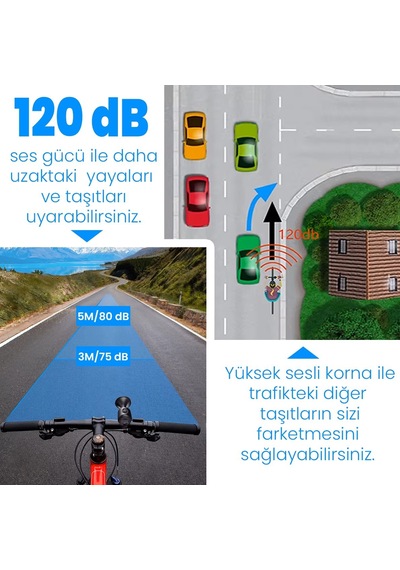 Upway Yüksek Sesli Elektronik Bisiklet Scooter Kornası - Pilli 120db Ses Gücü Siyah