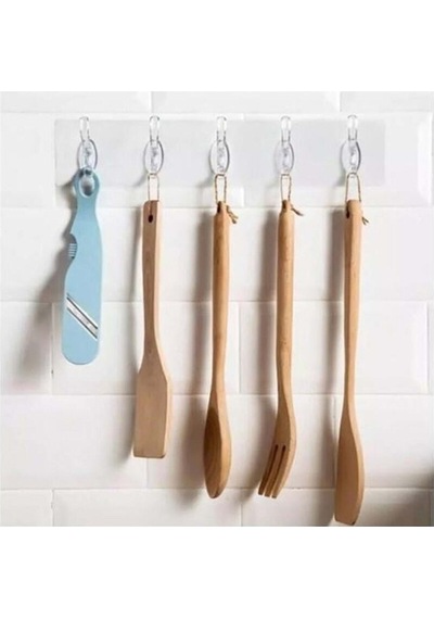 5'li Yapışkanlı Şeffaf Duvar Askısı Banyo Mutfak Düzenleyici Askı Pratik Kanca Askılık Plastik Siyah Diğer