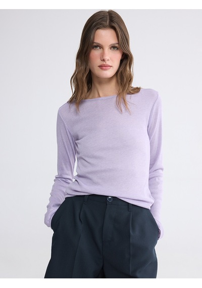 Lcwaıkıkı Basic Lila Bisiklet Yaka Kadın Body