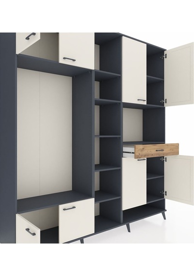 Hyperion Dolap 12 Raflı Tek Çekmeceli 8 Kapaklı 220x44x243 Antrasit-aytaşı/çam Çok Renkli Hyperion Dolap 12 Raflı Tek Çekmeceli 8 Kapaklı 220x44x243 Antrasit-aytaşı/çam Çok Renkli