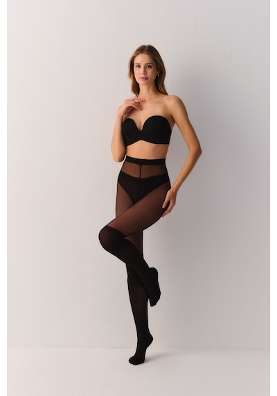 Suwen Knee High Çizme Külotlu Çorap Sc3051012 Siyah