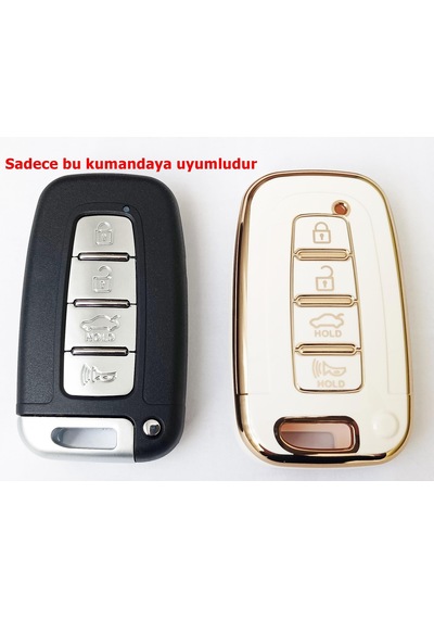 Hyundai Uyumlu Ix35 Santa Fe Sonata Elantra Smart Kumanda Kılıfı Oto Anahtarlık Beyaz