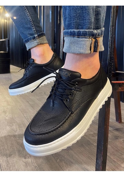 Mevese Ravento Erkek Bağcıklı Cilt Günlük Spor Klasik Ayakkabı Siyah Beyaz Beyaz - Siyah Mevese Ravento Erkek Bağcıklı Cilt Günlük Spor Klasik Ayakkabı Siyah Beyaz Beyaz - Siyah