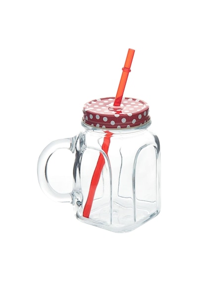 1073861 Pipetli Kulplu Bardak - Kırmızı/450 Cc