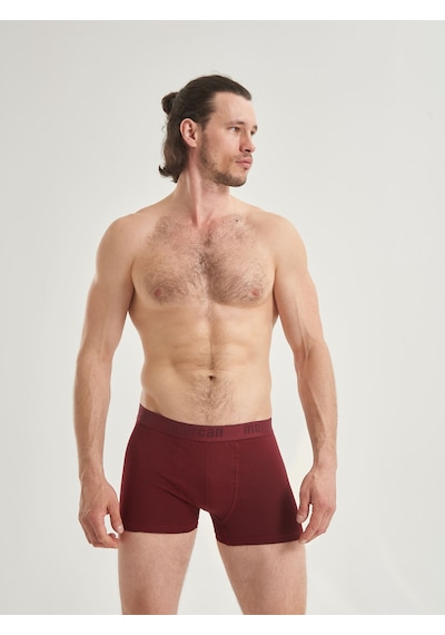 Mercan Erkek Bordo Boxer %96 Pamuklu Likralı Esnek Rahat Kesim Boxer
