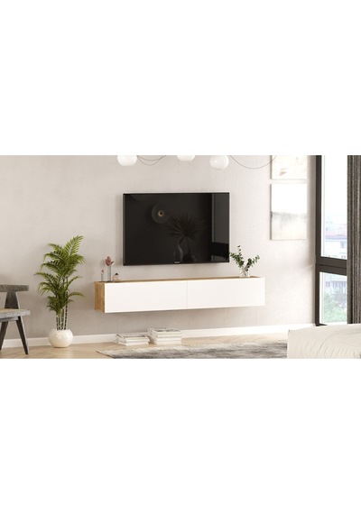 Aven Tv Ünitesi Tv Sehpası Kapaklı 180cm Çam-beyaz Ave8-aw Beyaz