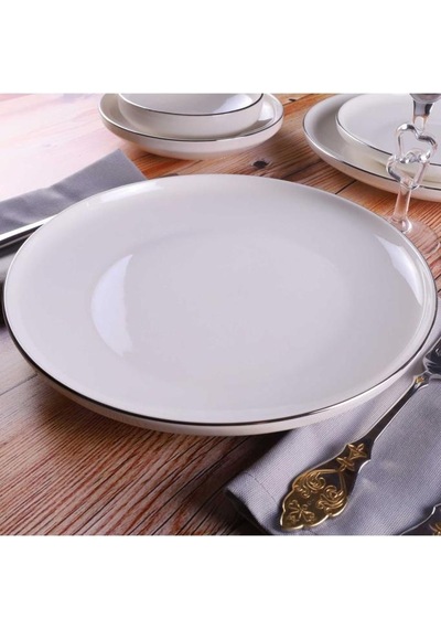 Galeri Kristal Semazen 27 Cm Servis Tabağı Krem Platin File
