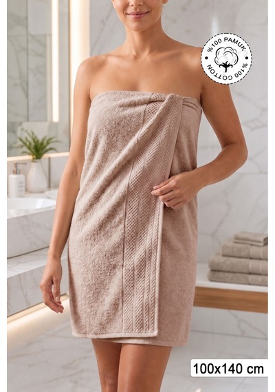 %100 Pamuk Softure Banyo Havlusu Yüksek Emici Yumuşak Dokulu Premium Havlu 100x140 Cm - Vizon Bej