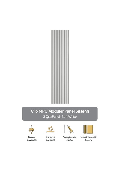 Vilo Mpc S Çıta Duvar Paneli Soft White 265cm Yapıştırmalı Montaj - Neme Ve Darbeye Dayanıklı