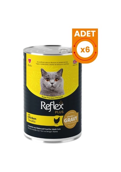 Reflex Plus Sos İçinde Tavuklu Yetişkin Konserve Kedi Maması 6 Adet 400 Gr