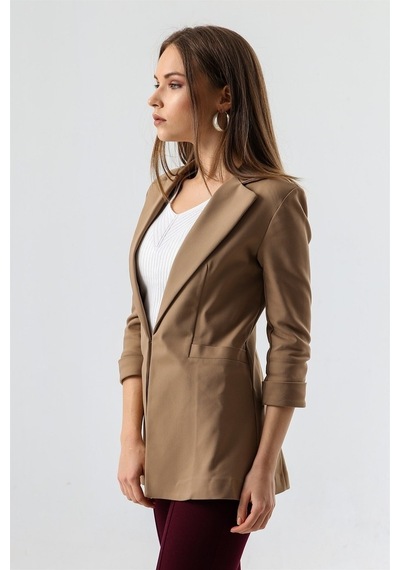 Kapri Truvakar Kol Süs Cepli Kopçalı Ofis Blazer Kumaş Ceket-Came Kapri Truvakar Kol Süs Cepli Kopçalı Ofis Blazer Kumaş Ceket-Came