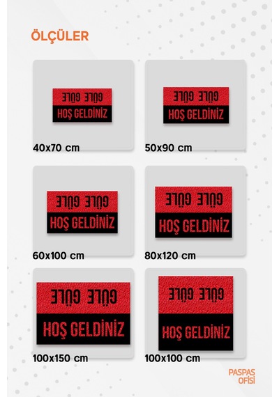 Hoş Geldiniz Güle Güle Baskılı Kıvırcık Paspas Suya Dayanıklı İç Ve Dış Mekan Paspas Kırmızı