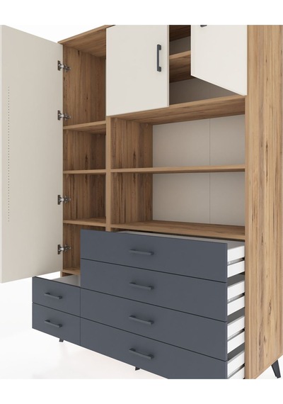 Hyperion Dolap 8 Raflı 6 Çekmeceli 3 Kapaklı 132x44x195 Çam-aytaşı/antrasit Aytası/antrasıt Hyperion Dolap 8 Raflı 6 Çekmeceli 3 Kapaklı 132x44x195 Çam-aytaşı/antrasit Aytası/antrasıt