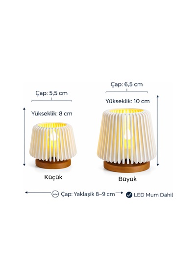 Asimetrik 2 Li Dekoratif Led Talight Şamdan Mumluk Modern Masaüstü & Kahve Köşesi Ambiyans Işığı Beyaz