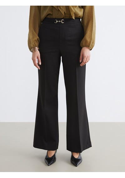 Lcw Modest Siyah Standart Fit Toka Detaylı Kadın Pantolon