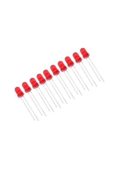 5mm Kırmızı Mantar Led Diyot Yüksek Parlaklık - 10 Adet Paket