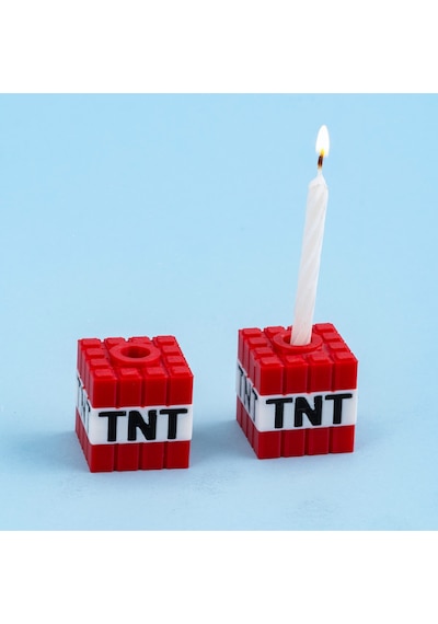 Minecraft Tnt Mumluk 2 Li Blok Mumluk Seti Doğum Günü Pastası Süsü Parti Aksesuar