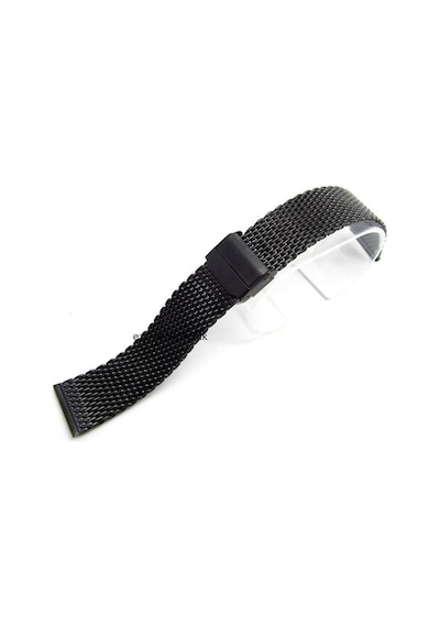 24Mm Saat Kordonu Çelik Hasır Siyah 1.Kalite Örgü Kordon Black 2