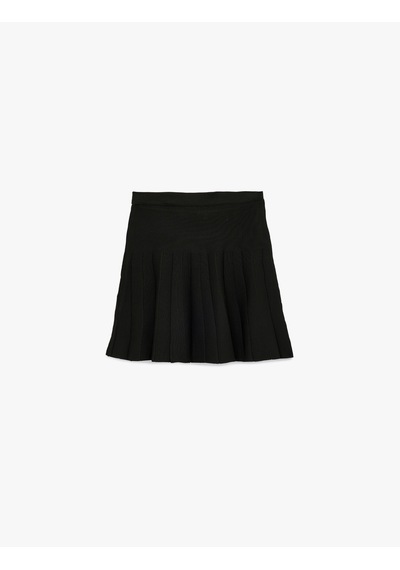 Koton Normal Bel Pileli Mini Etek Siyah 6wal70004ht
