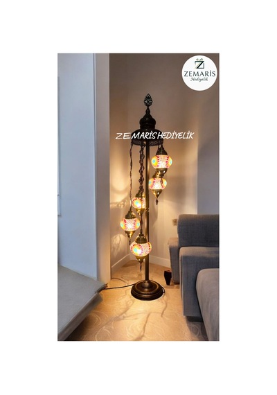 El Yapımı Otantik Mozaik Lambader 5 Li Kırmızı - 716985806 Diğer
