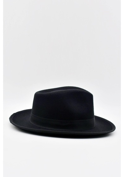 Külah Vintage Erkek Fedora Fötr Şapka Panama İngiliz Trilby Kasket Siyah - Siyah
