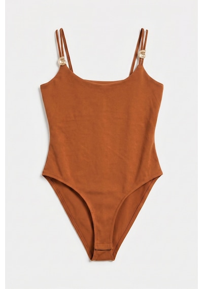 Kadın Camel S6-55 Askılı Aksesuar Detaylı Çıtçıtlı Body Kiremit