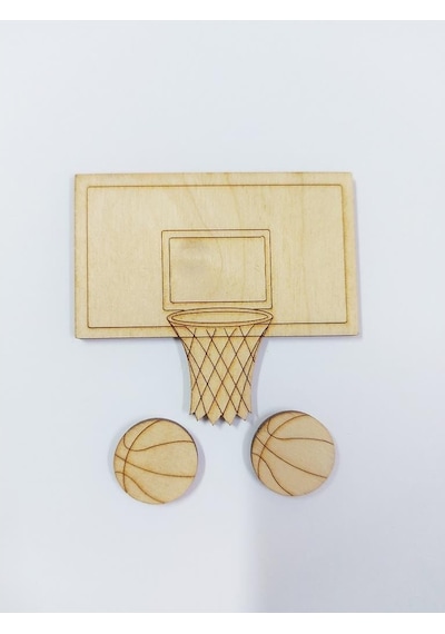 Lazer Kesim Ahşap Süsler 198-1 Basket Topu Potalı