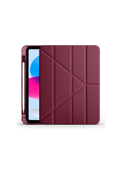 Galaxy Tab S10 Lite 10.9 İnç İle Uyumlu Kalemlikli, Uyku Modlu, Mıknatıslı, Üçgen Standlı, Darbeye Dayanıklı Kaplama Akıllı Kılıf Mürdüm, Galaxy Tab S10 Lite 10.9 İnç