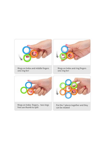 6 Adet Manyetik Yüzükler Fidget Oyuncaklar, Silindir Yüzükler, Yetişkin Parmak Fidget Oyuncaklar, Dehb Anksiyete Rölyef Dekompresyon Sihirli Yüzük Fidget Oyuncak, Komik Hediyeler Çocuklar