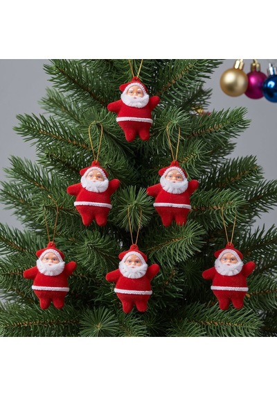 Bakgelal 6'lı Noel Baba Yılbaşı Ağacı Süsü 5 Cm Kırmızı Asılabilir Çam Ağacı Dekoru - 9083816320501 Diğer