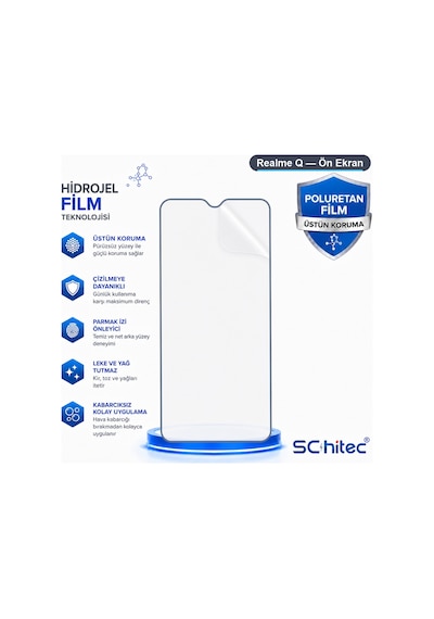 Realme Q Uyumlu Ön Yüzey Nano Şeffaf Hidrojel Ekran Koruyucu 39277926