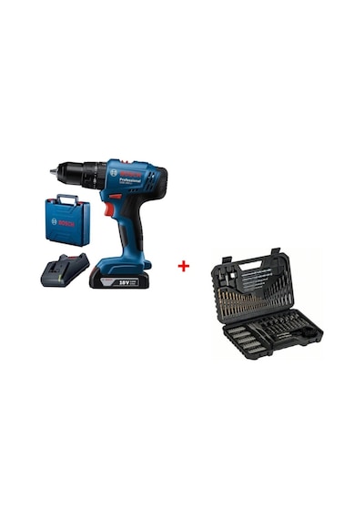 Bosch GSB 183-LI 18V 2AH Darbeli Tek Akülü Vidalama Şarjlı Matkap + 103 Parça Karışık Aksesuar Seti